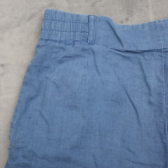 ISHU Shorts Womens 10 Blue Bermuda High Rise Elastic Waist Button Zip Pleated - Picture 12 of 15